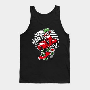 Red Scooter Skater Skateboarder Tank Top